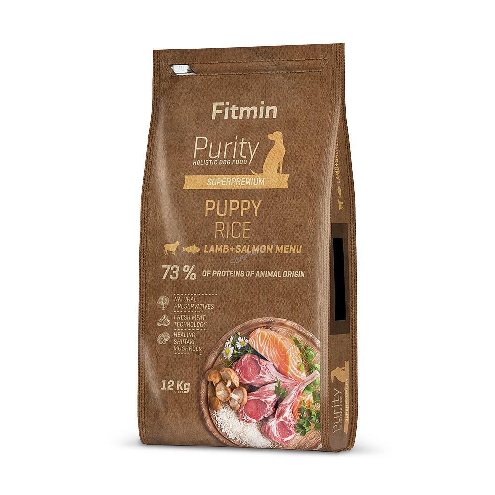 Fitmin Purity Puppy Lamb & Salmon Rice kompletní krmivo pro štěňata 12 kg+dárek