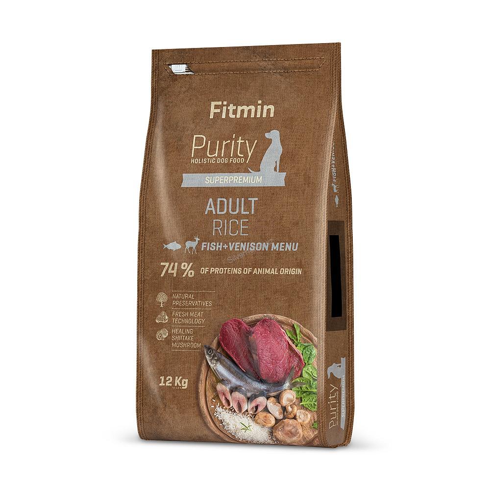 Fitmin Purity Adult Fish & Venison Rice kompletní krmivo pro psy 12 kg+dárek