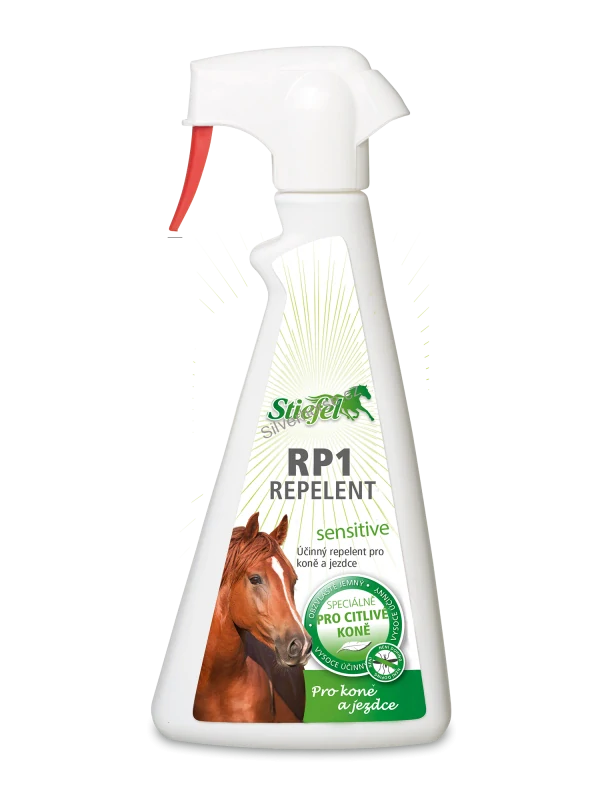 Repelent RP1 Sensitive - Sprej bez alkoholu pro koně s citlivou kůží, Láhev s rozprašovačem 500ml